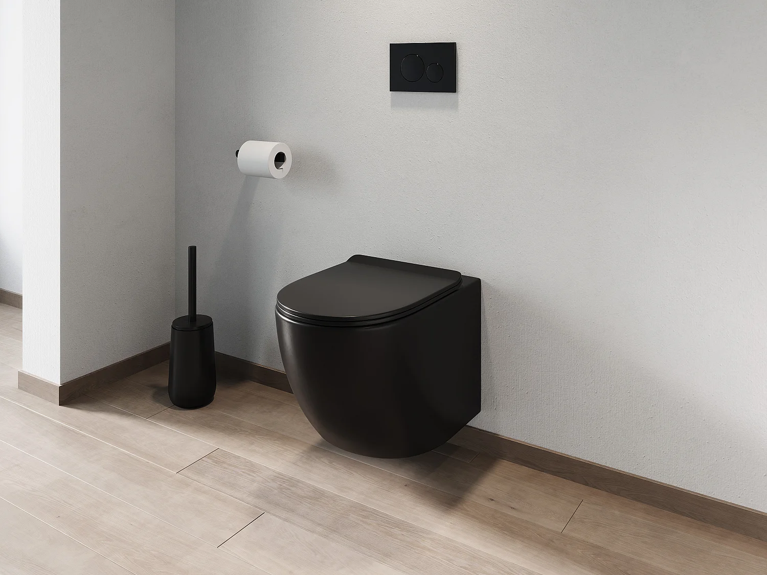 WC suspendu noir mat en céramique sans bride - JAVOINE