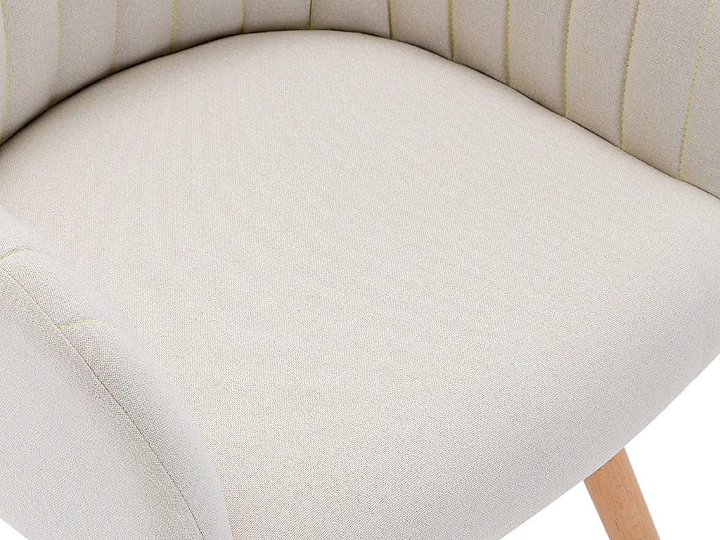 Zestaw 2 krzeseł z podłokietnikami – tkanina i metal imitacja drewna – kolor kremowy - ELEANA