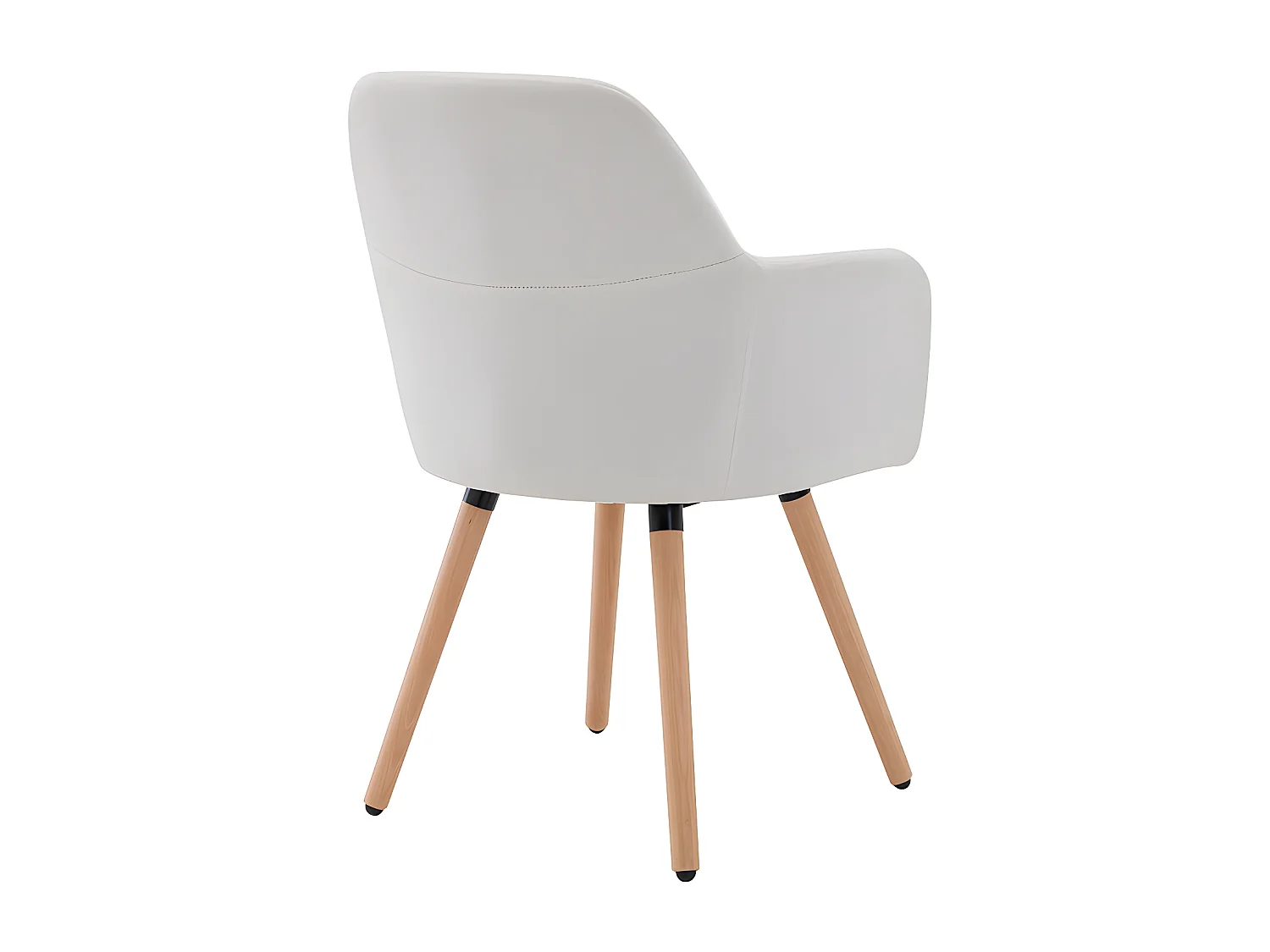 Juego de 2 sillas con brazos - Tela y metal efecto madera - Crema - ELEANA