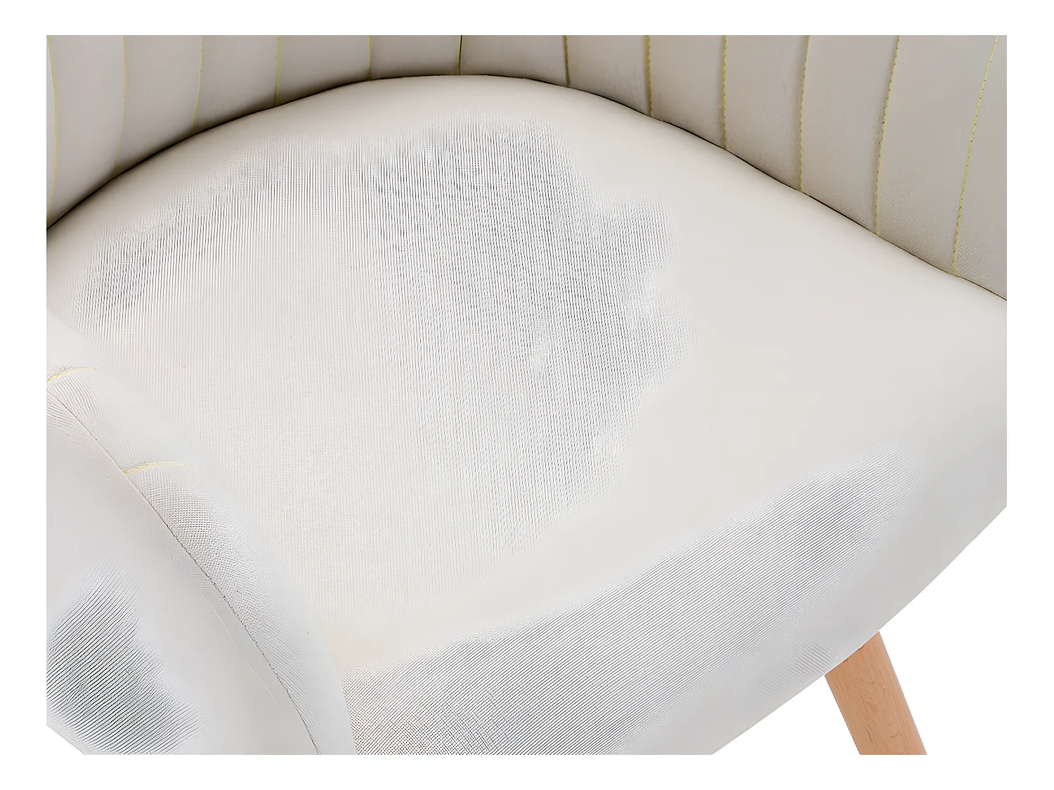 Juego de 2 sillas con brazos - Tela y metal efecto madera - Crema - ELEANA