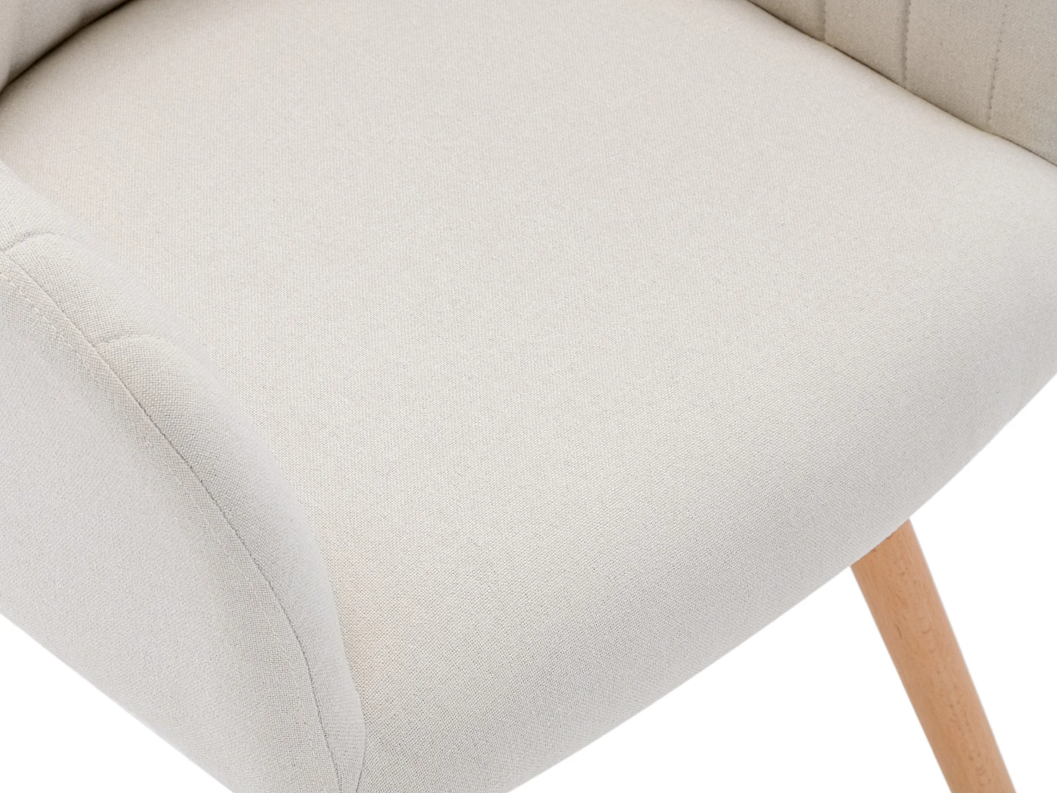 Juego de 2 sillas con brazos - Tela y metal efecto madera - Crema - ELEANA