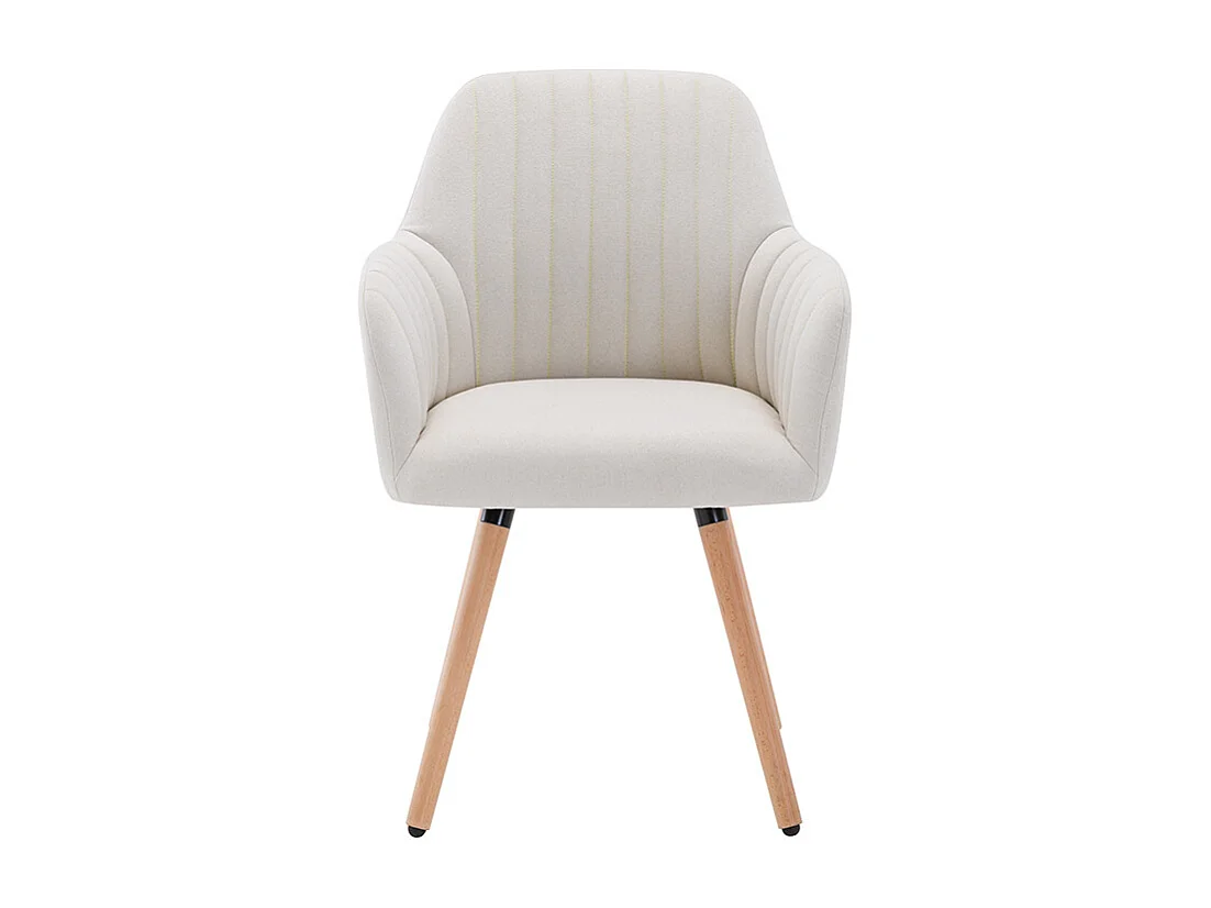 Juego de 2 sillas con brazos - Tela y metal efecto madera - Crema - ELEANA