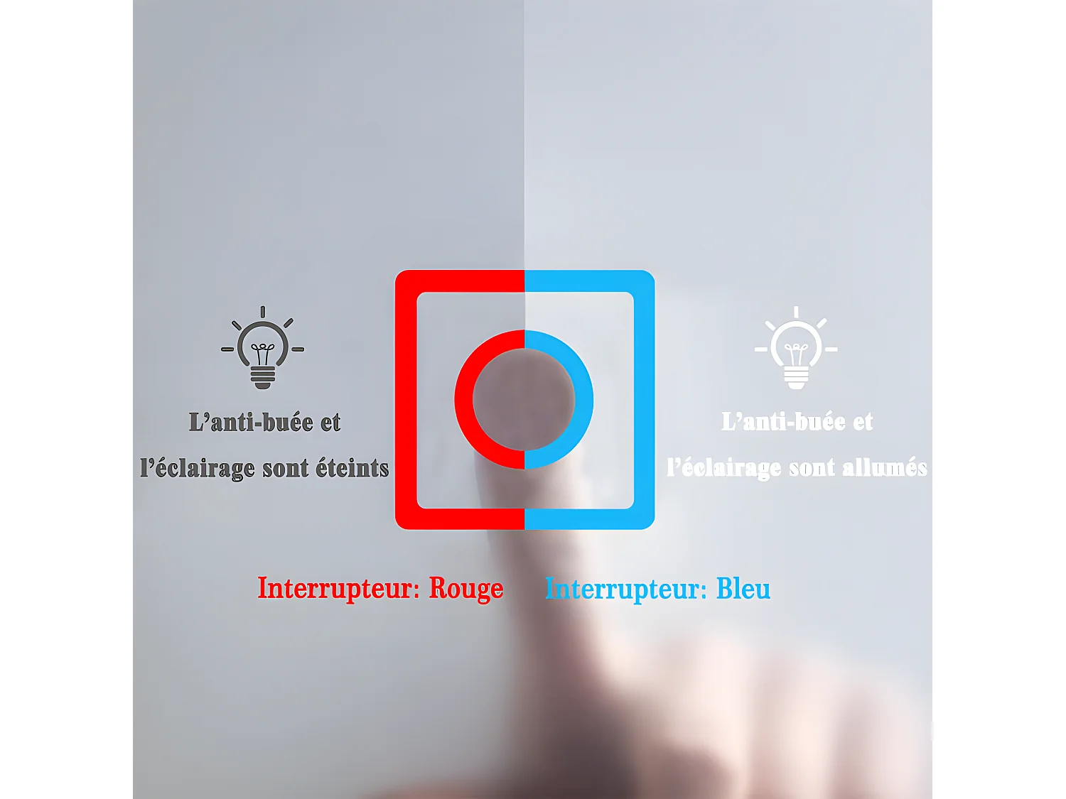 Miroir Lumineux LED Miroir de Salle de Bain Anti-buée Vertical/Horizontal 90 * 70cm Aica