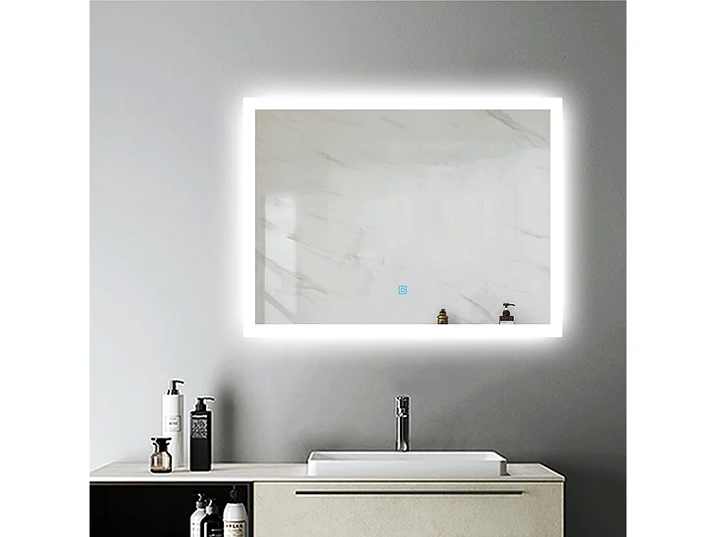 Miroir Lumineux LED Miroir de Salle de Bain Anti-buée Vertical/Horizontal 80 * 60cm Aica