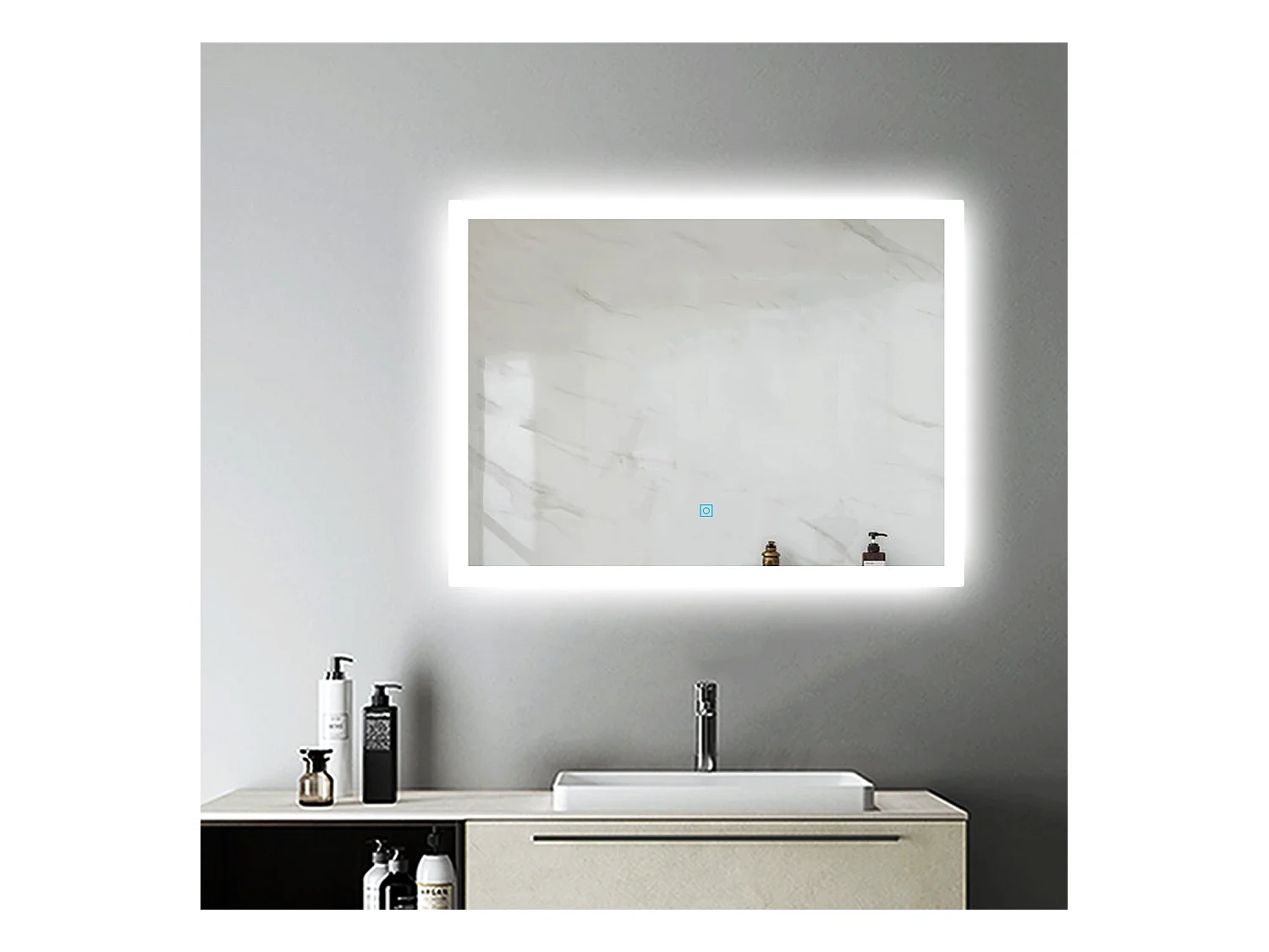Miroir Lumineux LED Miroir de Salle de Bain Anti-buée Vertical/Horizontal 80 * 60cm Aica