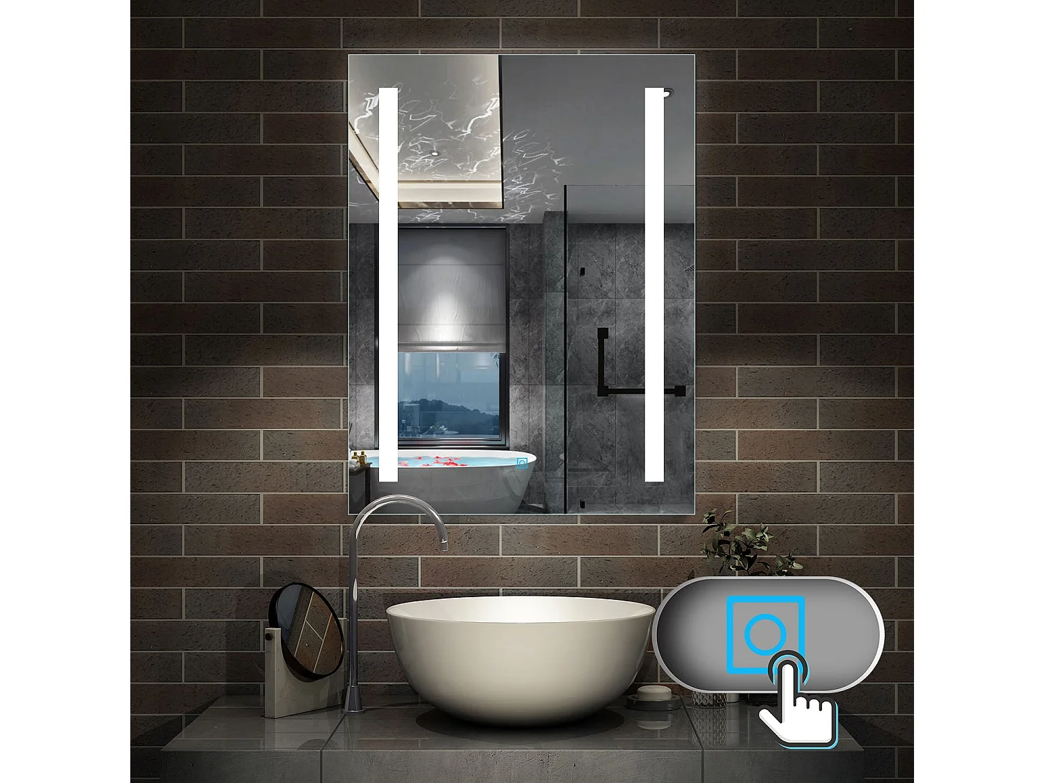 Miroir de Salle de Bain Anti-buée Miroir Lumineux LED Vertical / Horizontal 60x80cm Aica