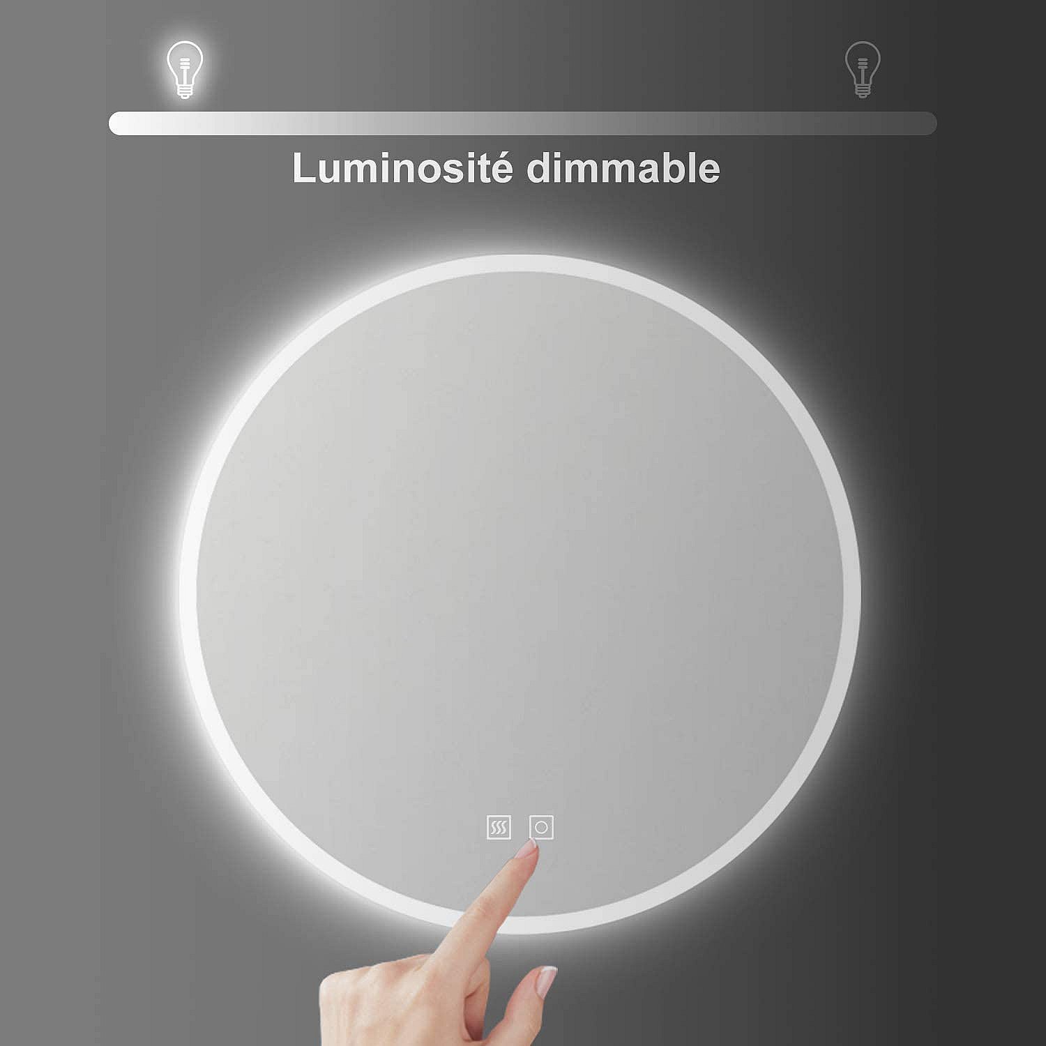 Miroir De Salle De Bain éclairé 55x75 Cm - LED 3 Couleurs Réglables, Anti-buée, Haut-parleur Bluetooth, Détection Mouvement - IP65 étanche, Verre Trempé - Affichage Heure/température