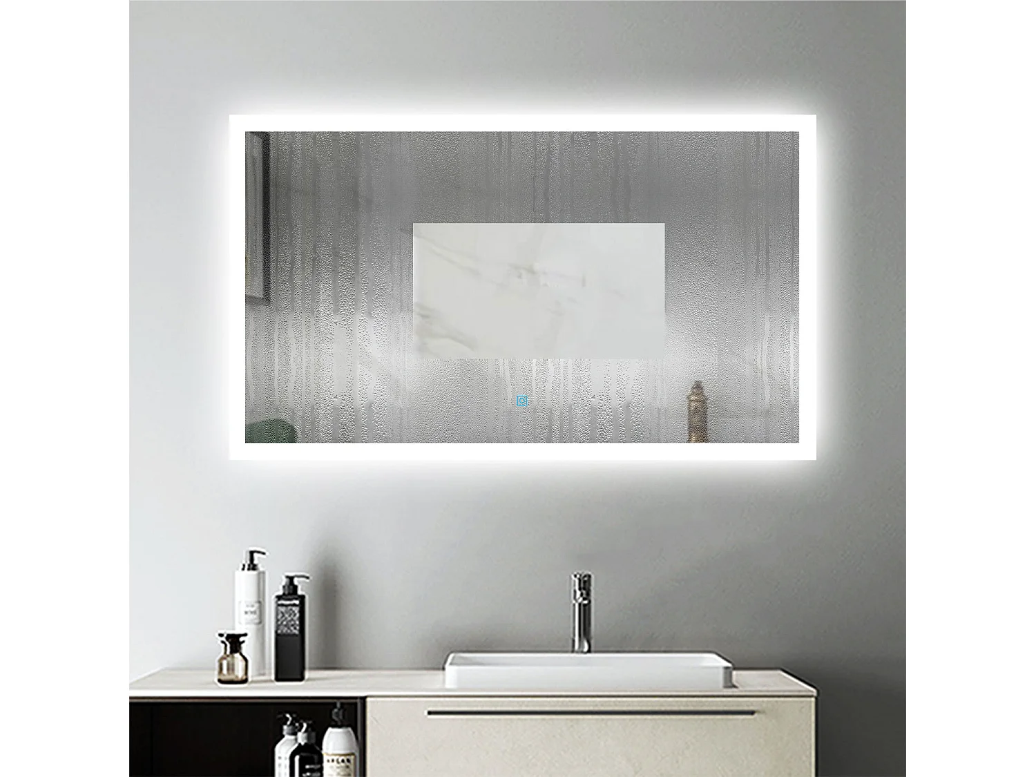 Miroir Lumineux LED Miroir de Salle de Bain Anti-buée Vertical/Horizontal 100 * 60cm Aica