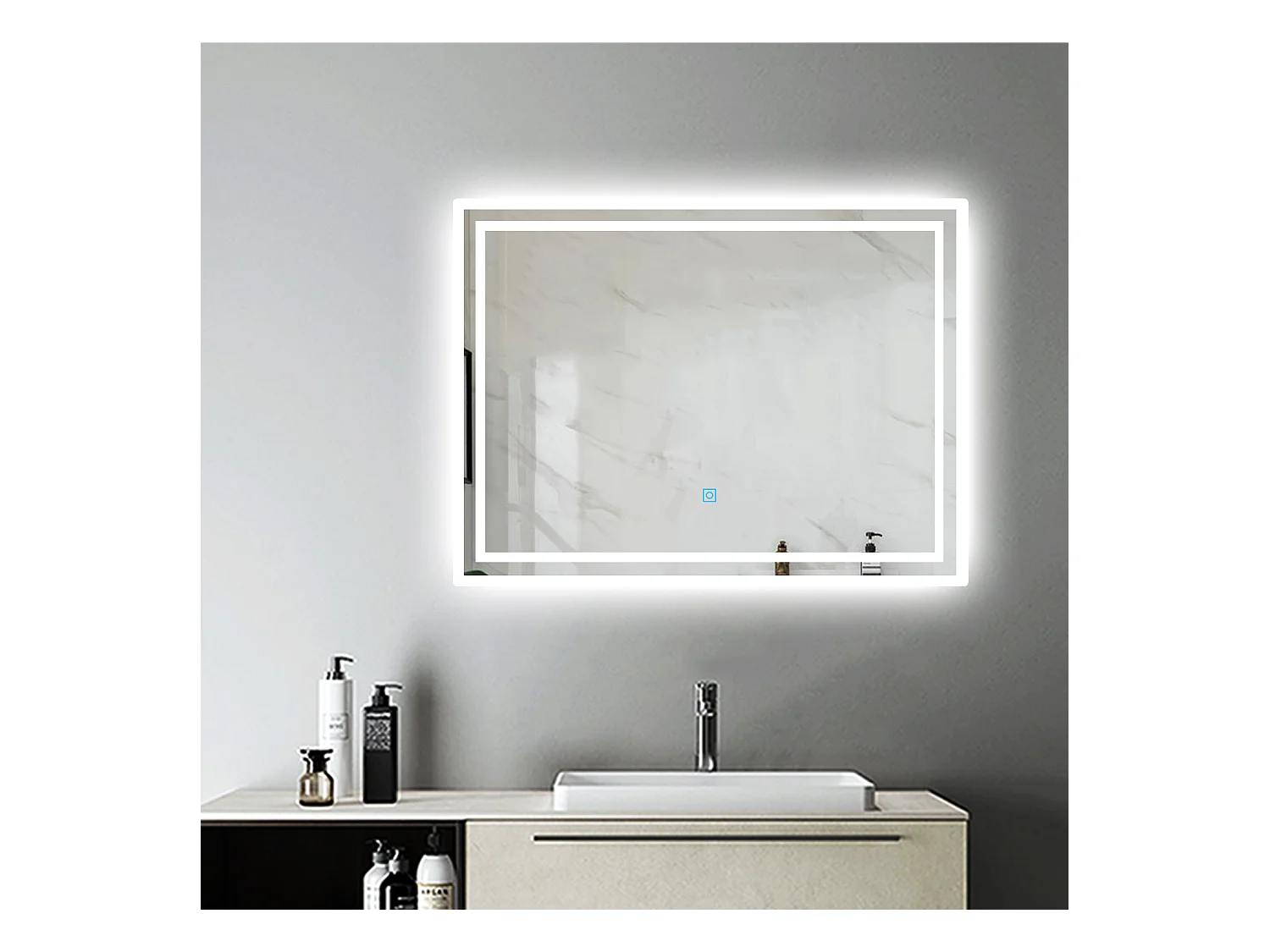 Miroir de Salle de Bain Miroir Lumineux LED Anti-buée Vertical / Horizontal 60*50cm Aica