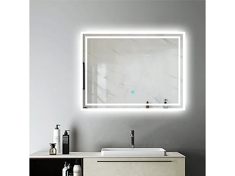 Miroir de Salle de Bain Miroir Lumineux LED Anti-buée Vertical / Horizontal 60*50cm Aica