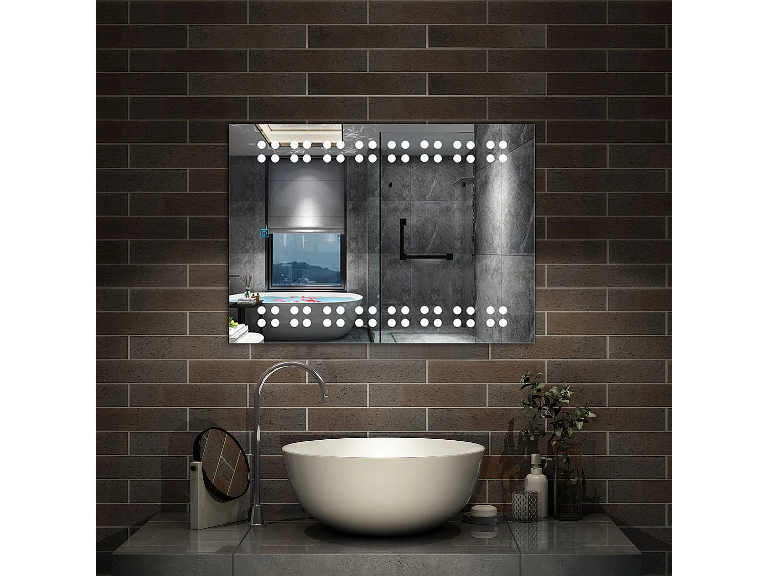 Miroir de Salle de Bain Anti-buée Miroir Lumineux LED Vertical ou Horizontal Blanc Froid + Interrupteur Tactile 50x70 cm