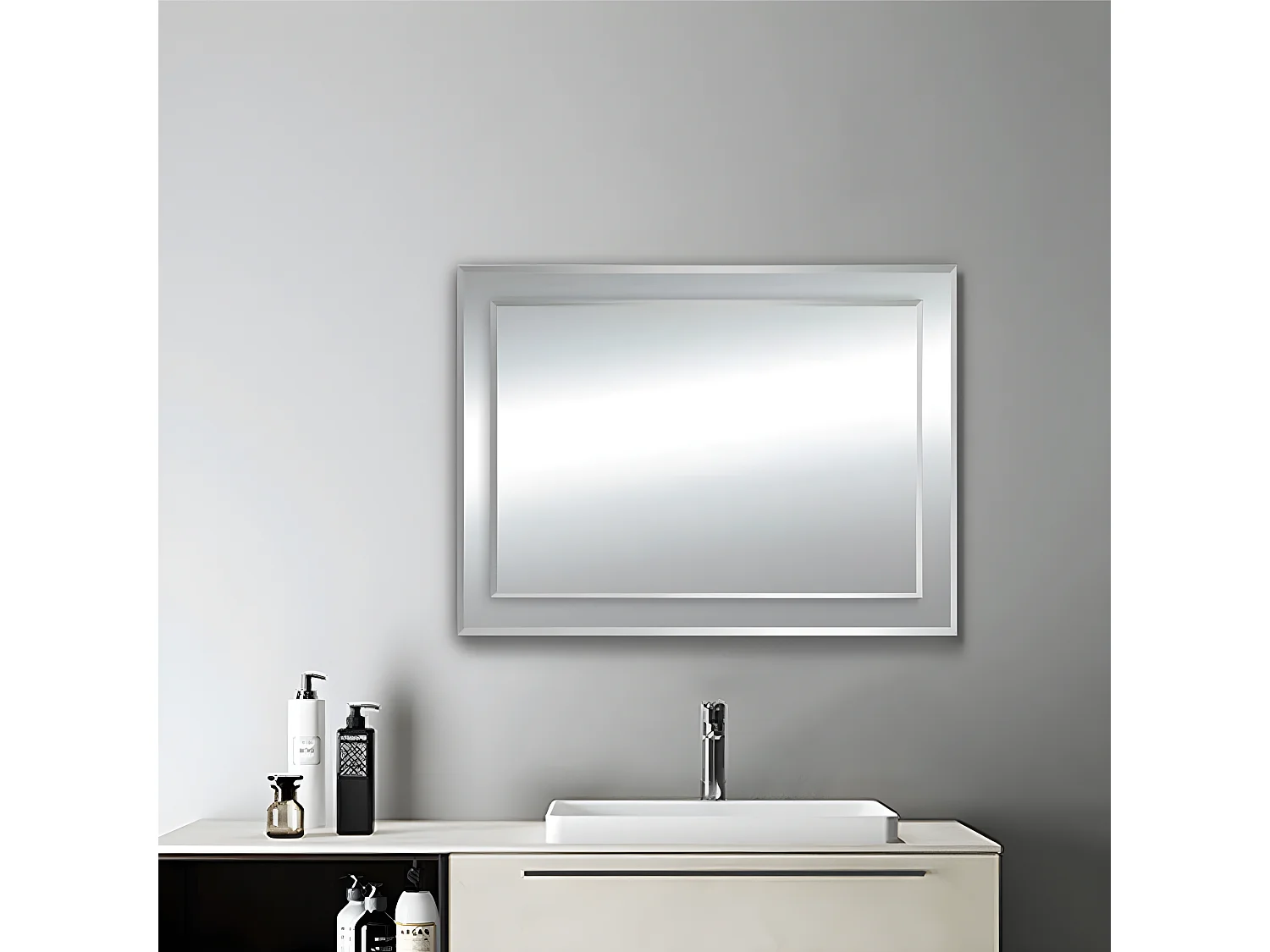 Miroir Artisanal de Salle de Bain Miroir Vertical ou Horizontal 65 * 90cm 5mm Aica
