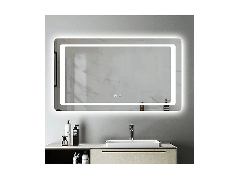 Miroir de Salle de Bain Anti-buée Miroir Lumineux LED à Double Contrôle 140 * 80cm Aica
