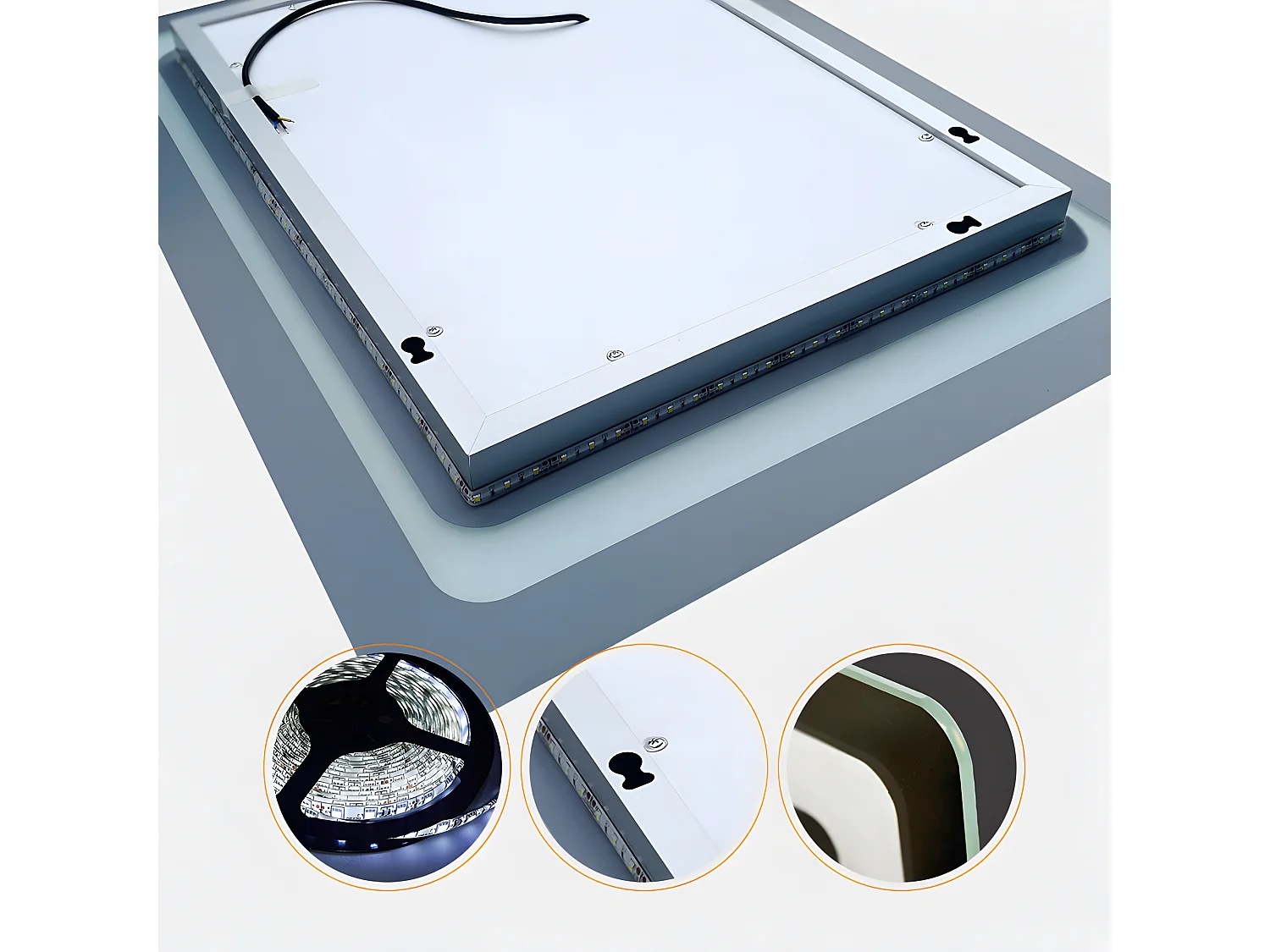 Miroir de Salle de Bain Anti-buée 70 * 50cm Miroir Lumineux LED Interrupteur Tactile Aica