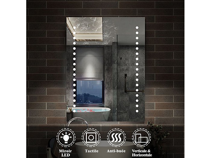 Miroir de Salle de Bain Anti-buée Miroir Lumineux LED Blanc Froid