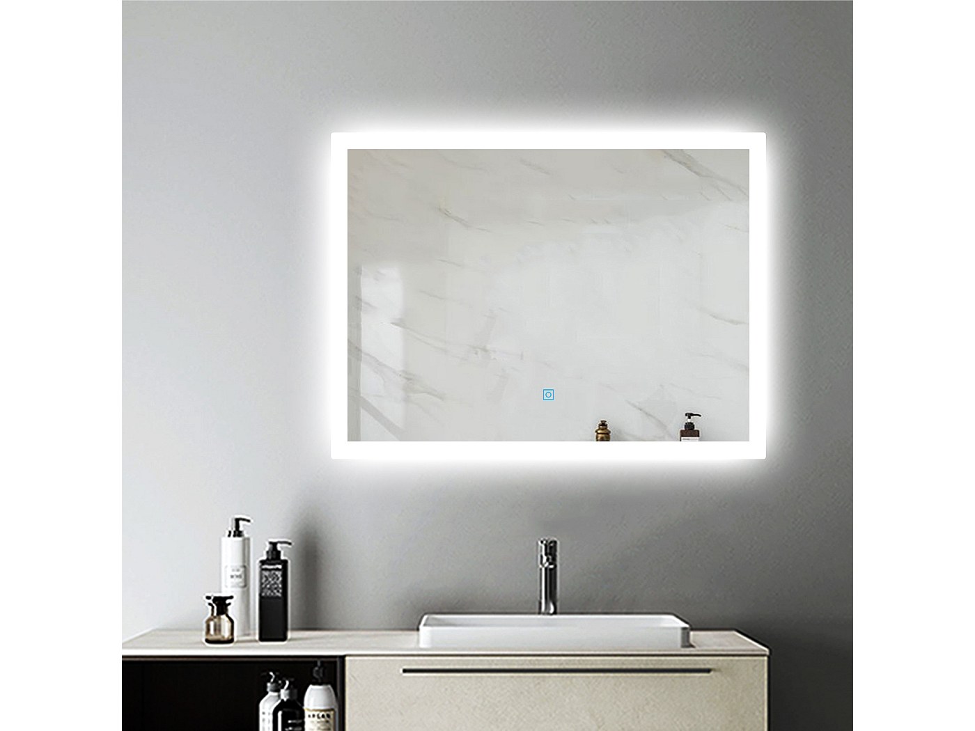 Aica Miroir de Salle de Bain Anti-buée Miroir Lumineux LED Vertical ou