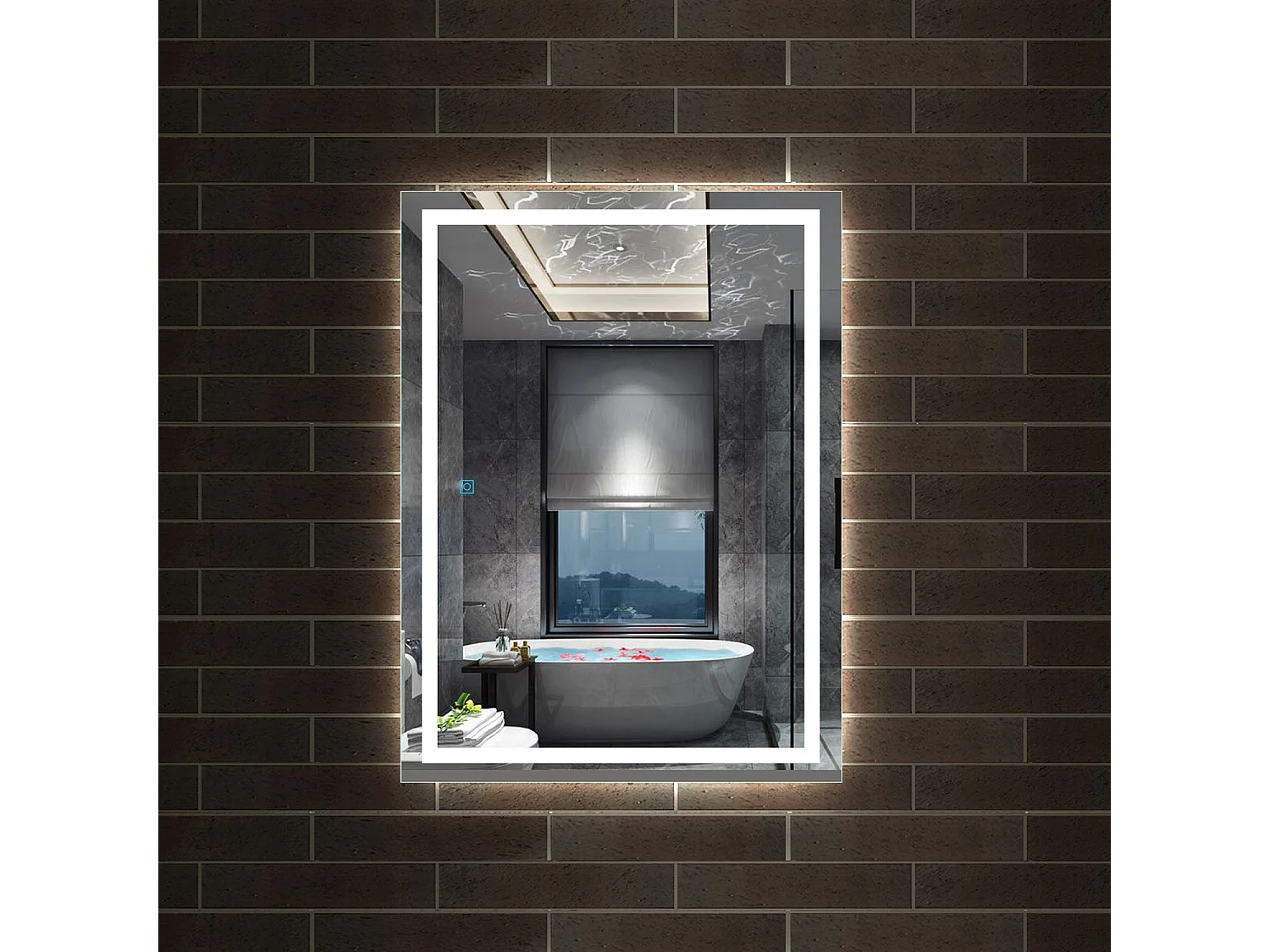 Miroir de Salle de Bain Anti-buée Miroir Lumineux LED Vertical ou Horizontal 90*60cm Aica