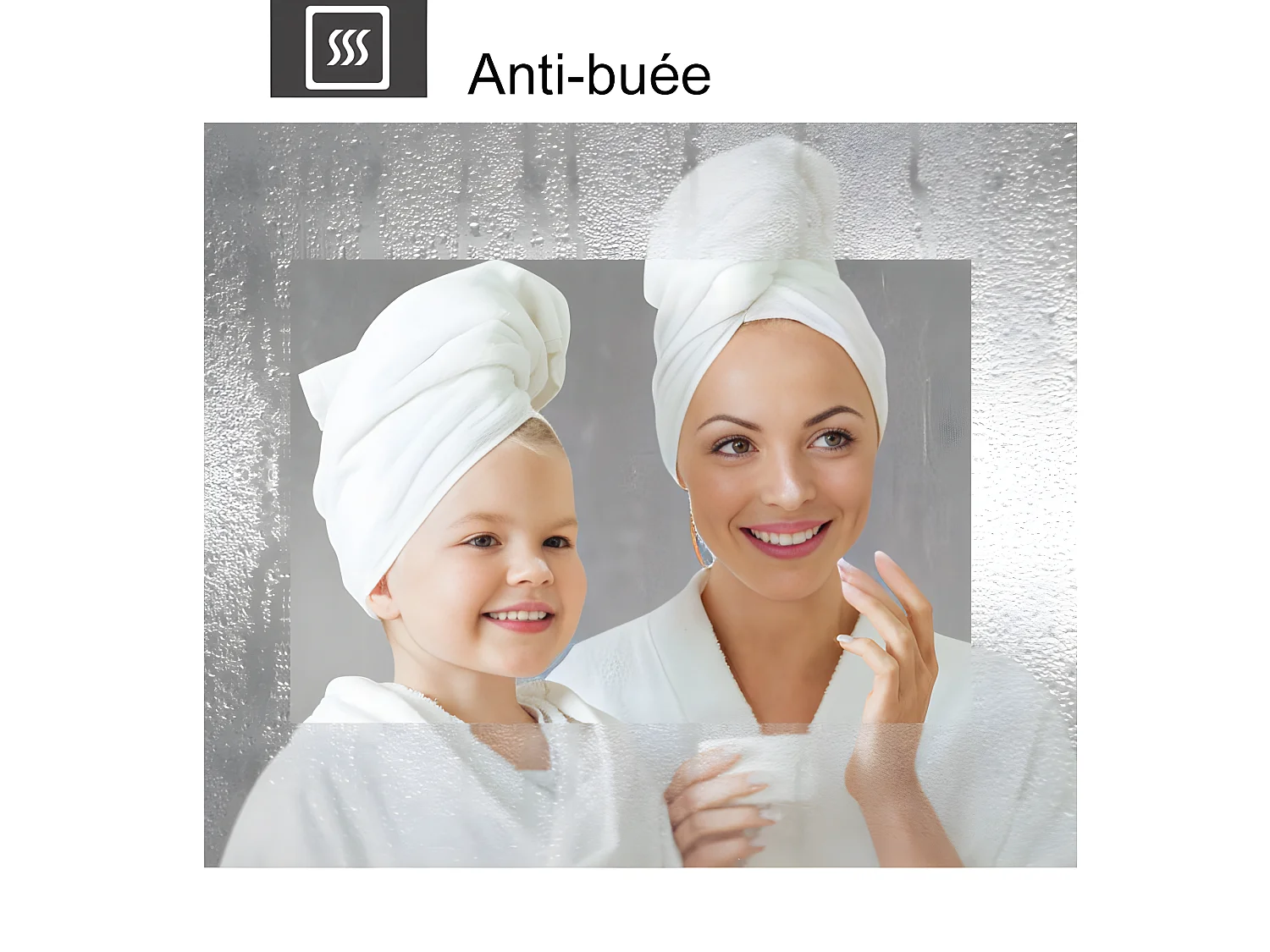 Miroir de Salle de Bain Anti-buée Miroir Lumineux LED Vertical ou Horizontal 100*60cm Aica