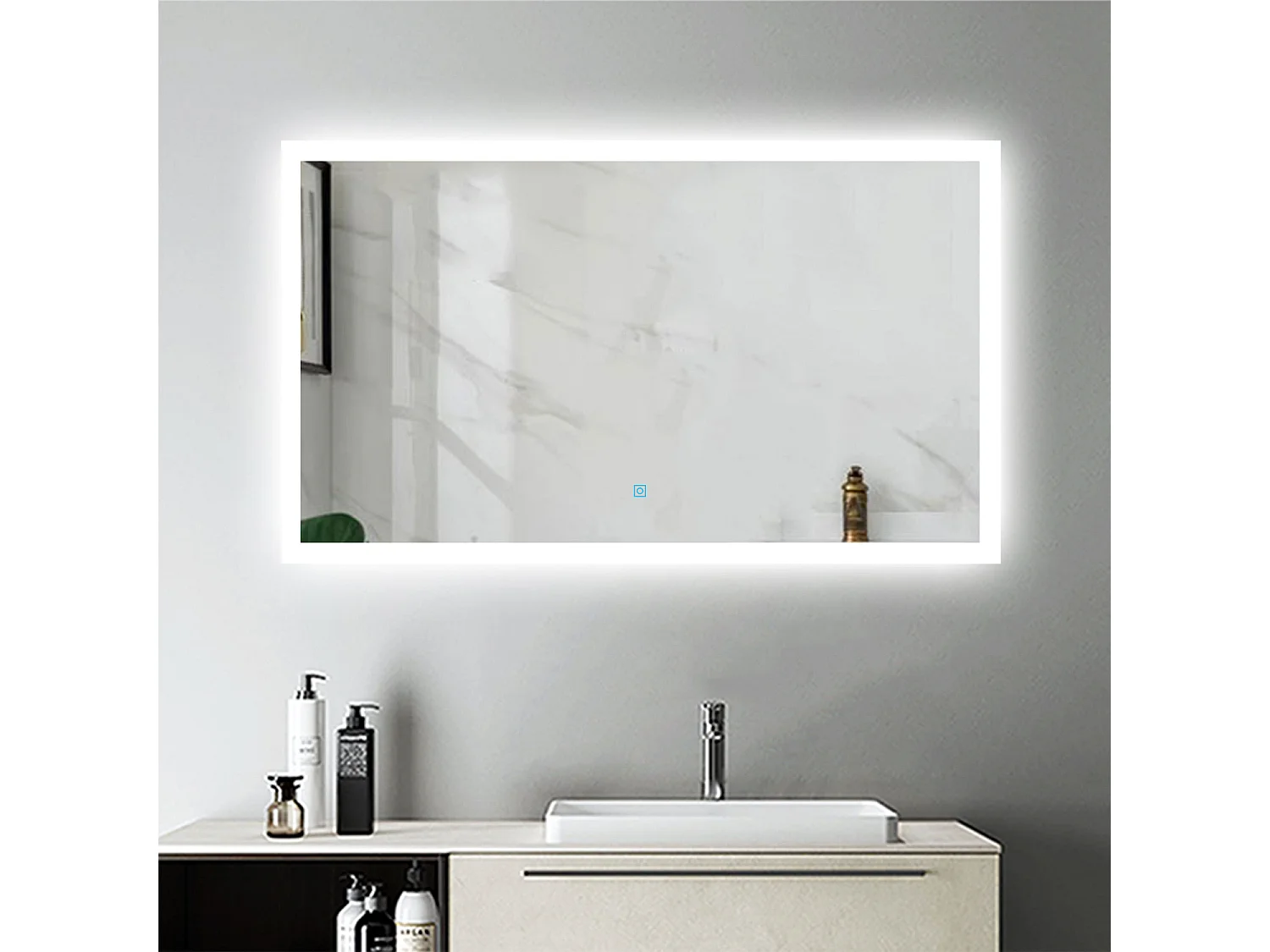 Miroir de Salle de Bain Anti-buée Miroir Lumineux LED Vertical ou Horizontal Blanc Froid + Interrupteur Tactile 120x70 cm