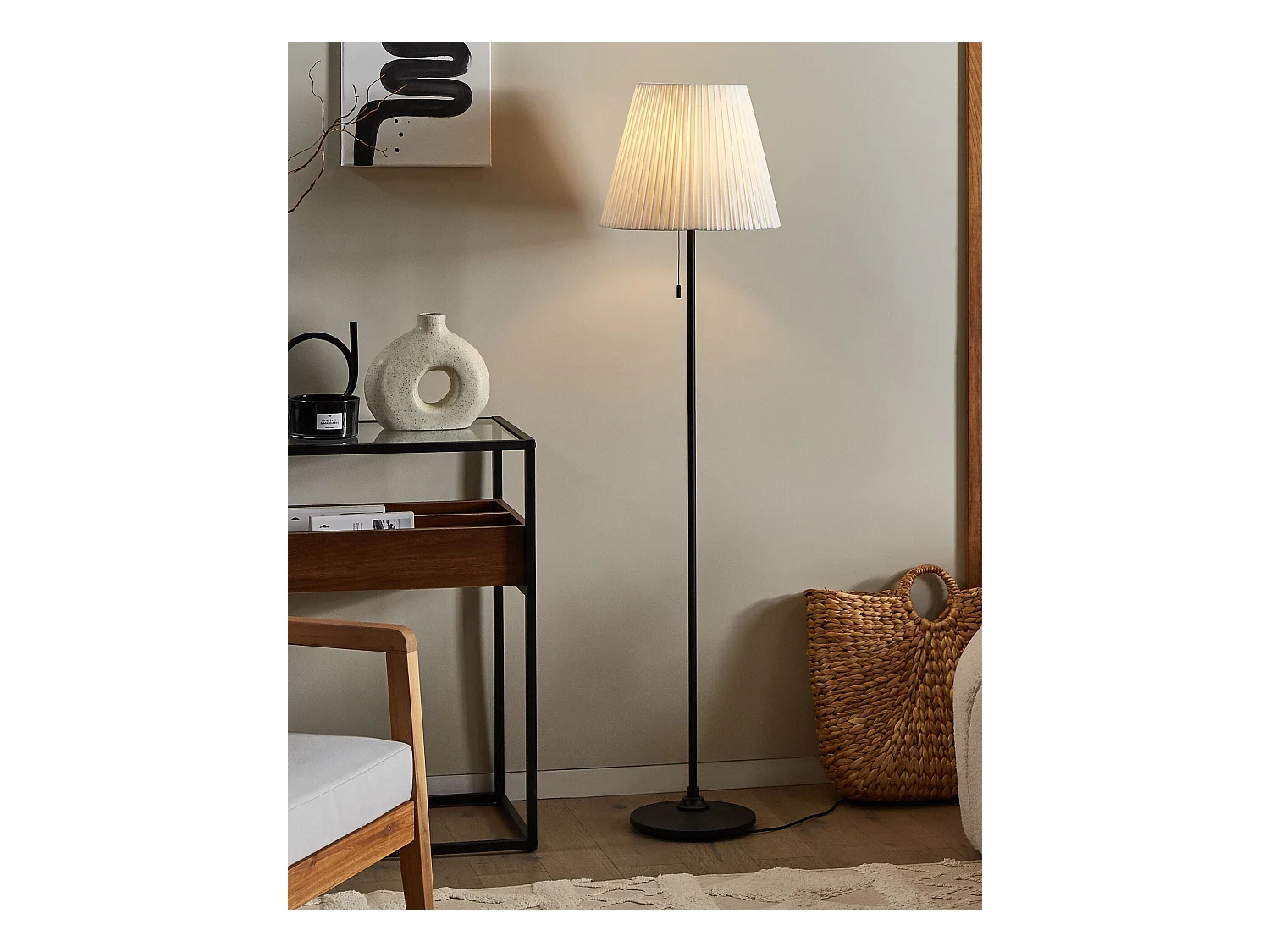 Lampadaire noir et blanc en métal TORYSA