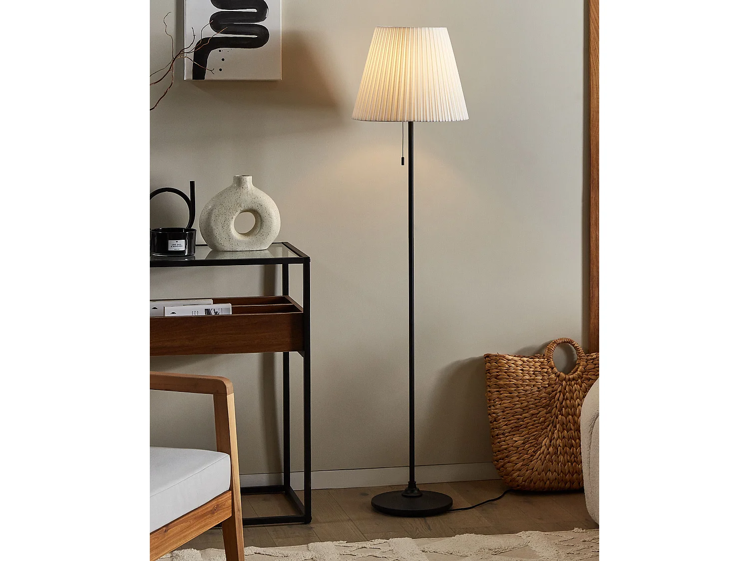 Lampadaire noir et blanc en métal TORYSA