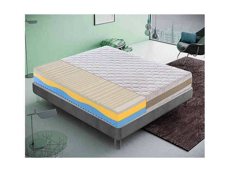 Matratze aus Memoryschaum, 3 Schichten, abnehmbarer Bezug, 5 cm Memoryschaum, 7 Komfortzonen 120x200