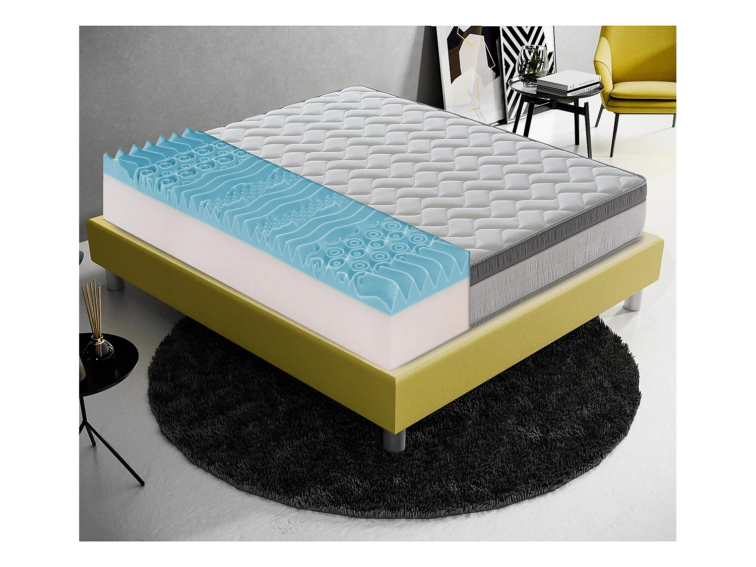 Matelas mémoire de forme à 9 zones différenciées 26cm de hauteur modèle Plus 140x200 cm