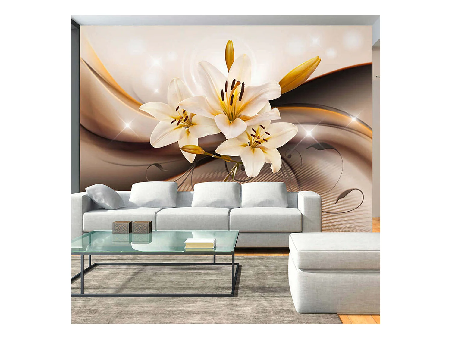 Papier peint lys d'or - 350 x 245 cm