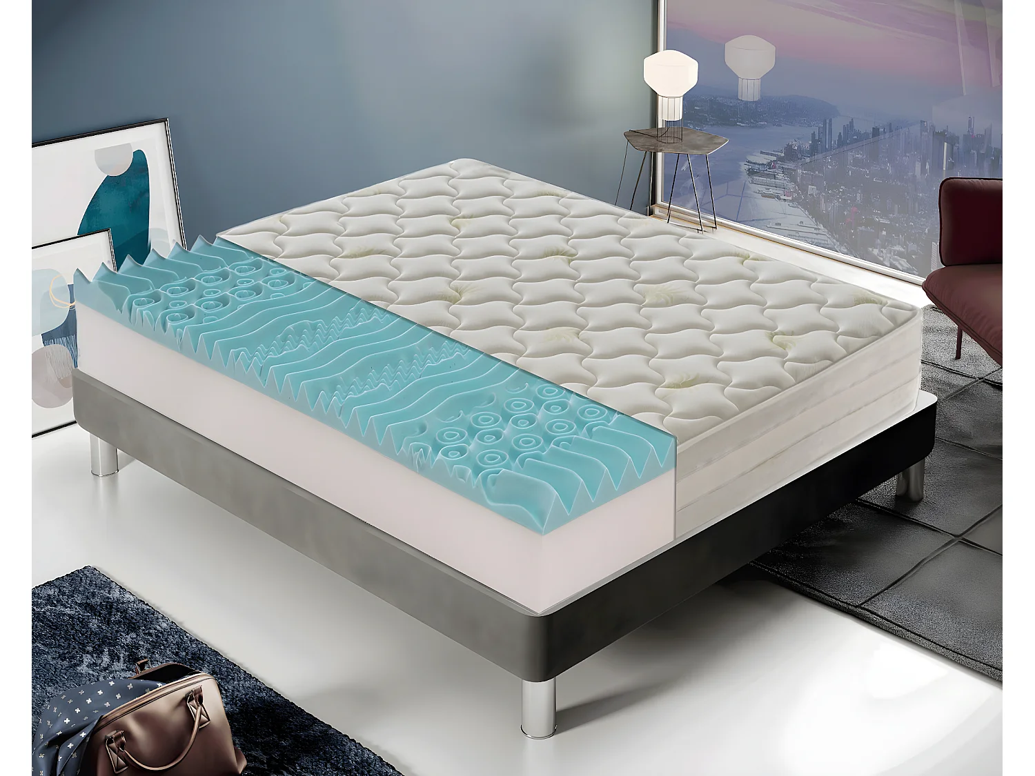 Materasso in Memory Foam 9 Zone differenziate - alto 25 cm - Rivestimento all'aloe 140x200