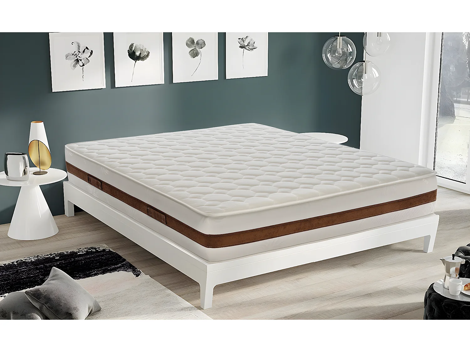 Matelas à mémoire de forme avec 5 cm de mémoire hauteur 22 cm modèle Bolsena 140x190 cm