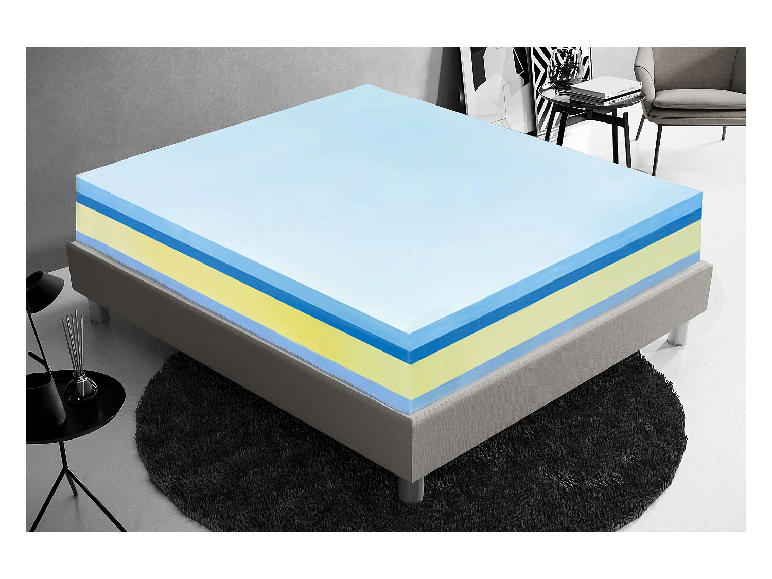 Memory Foam-Matratze – 4 Schichten – abnehmbarer Bezug – Aloe Vera-Bezug 160x200