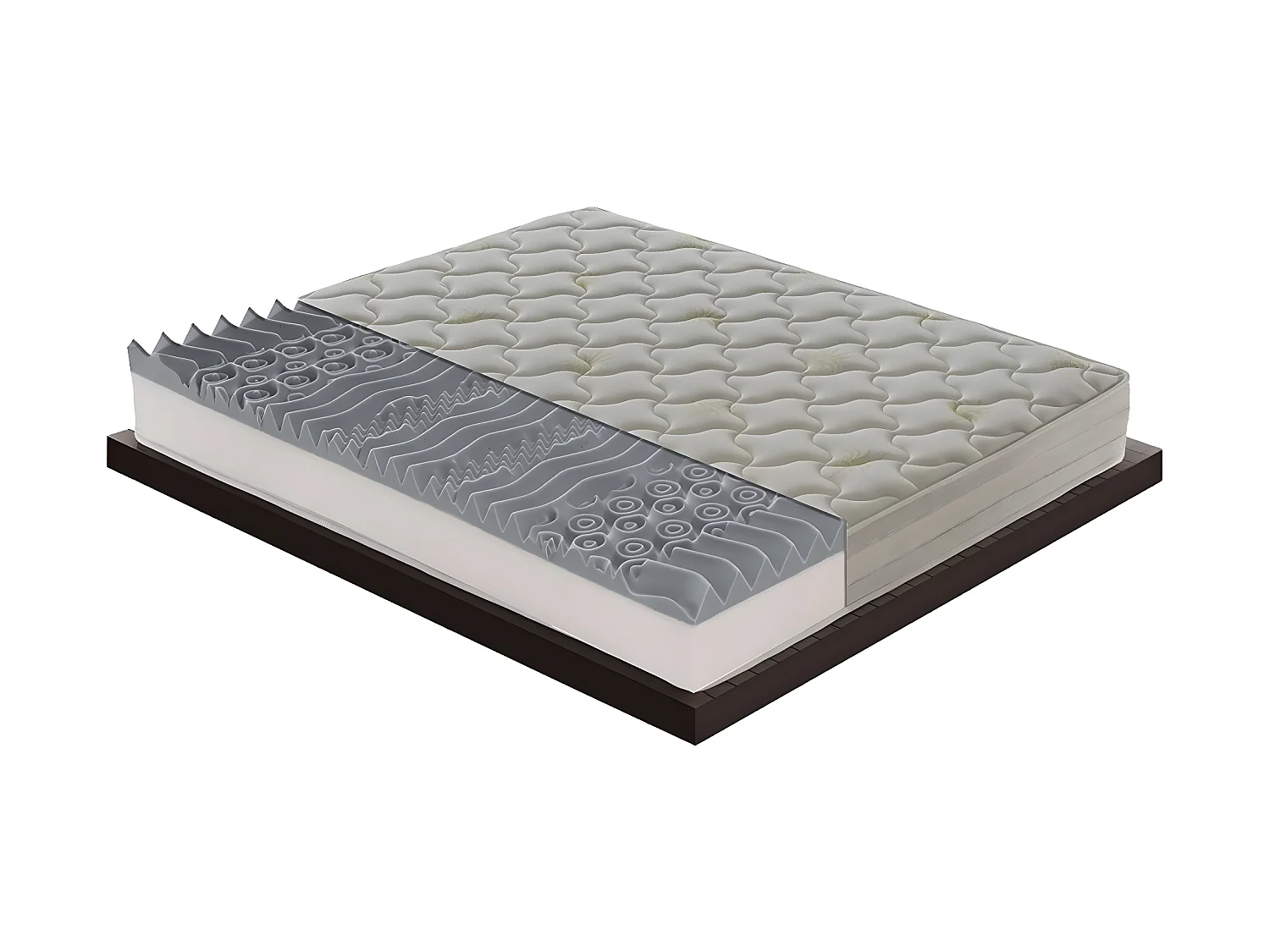 Colchón viscoelástico - 25 cm alto - 5 cm viscoelástico - Revestimiento refrescante de gel de aloe 160x200