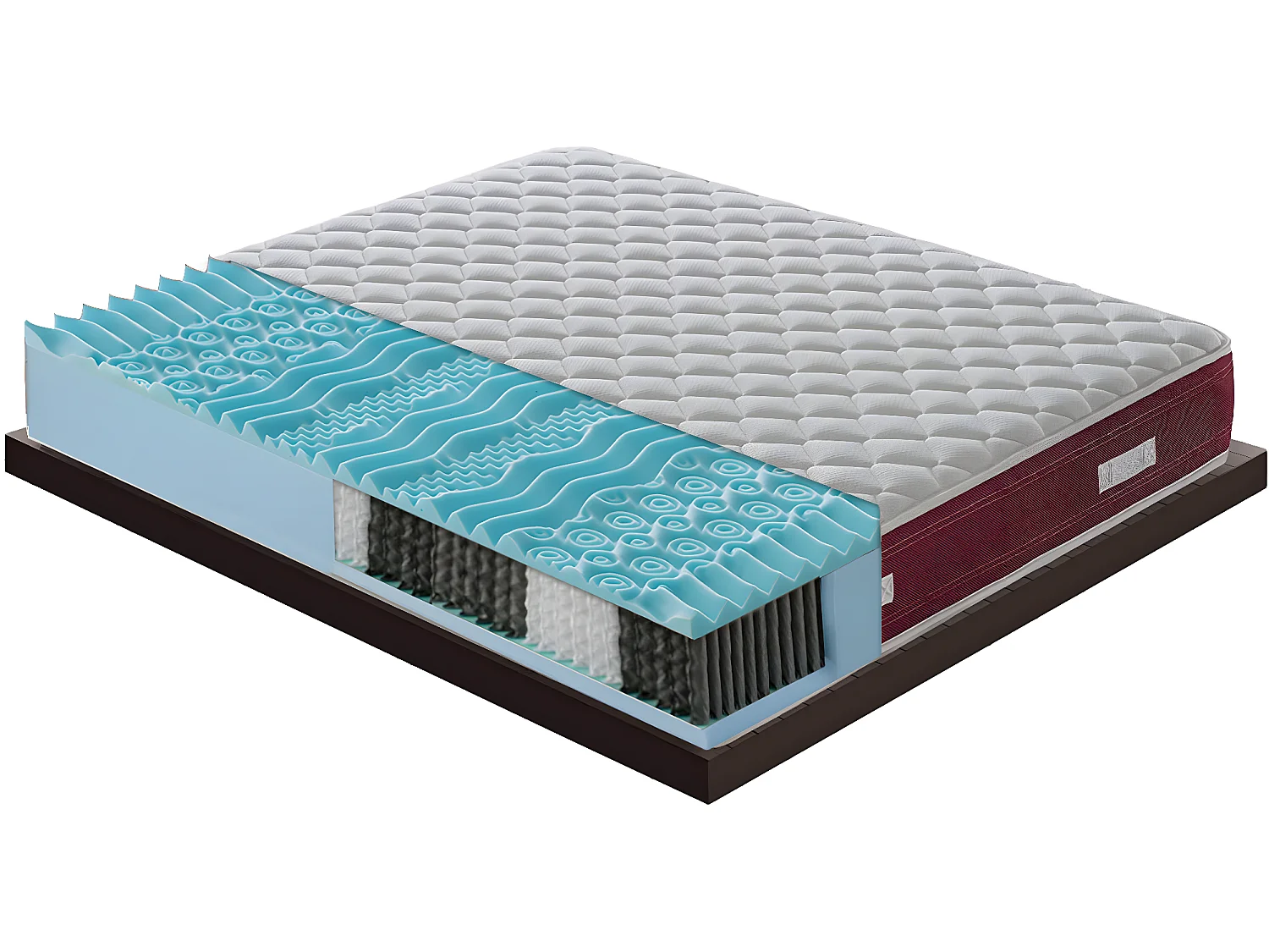 Matelas à ressorts ensachés et mousse mémoire - 9 zones différentes 80x190 cm