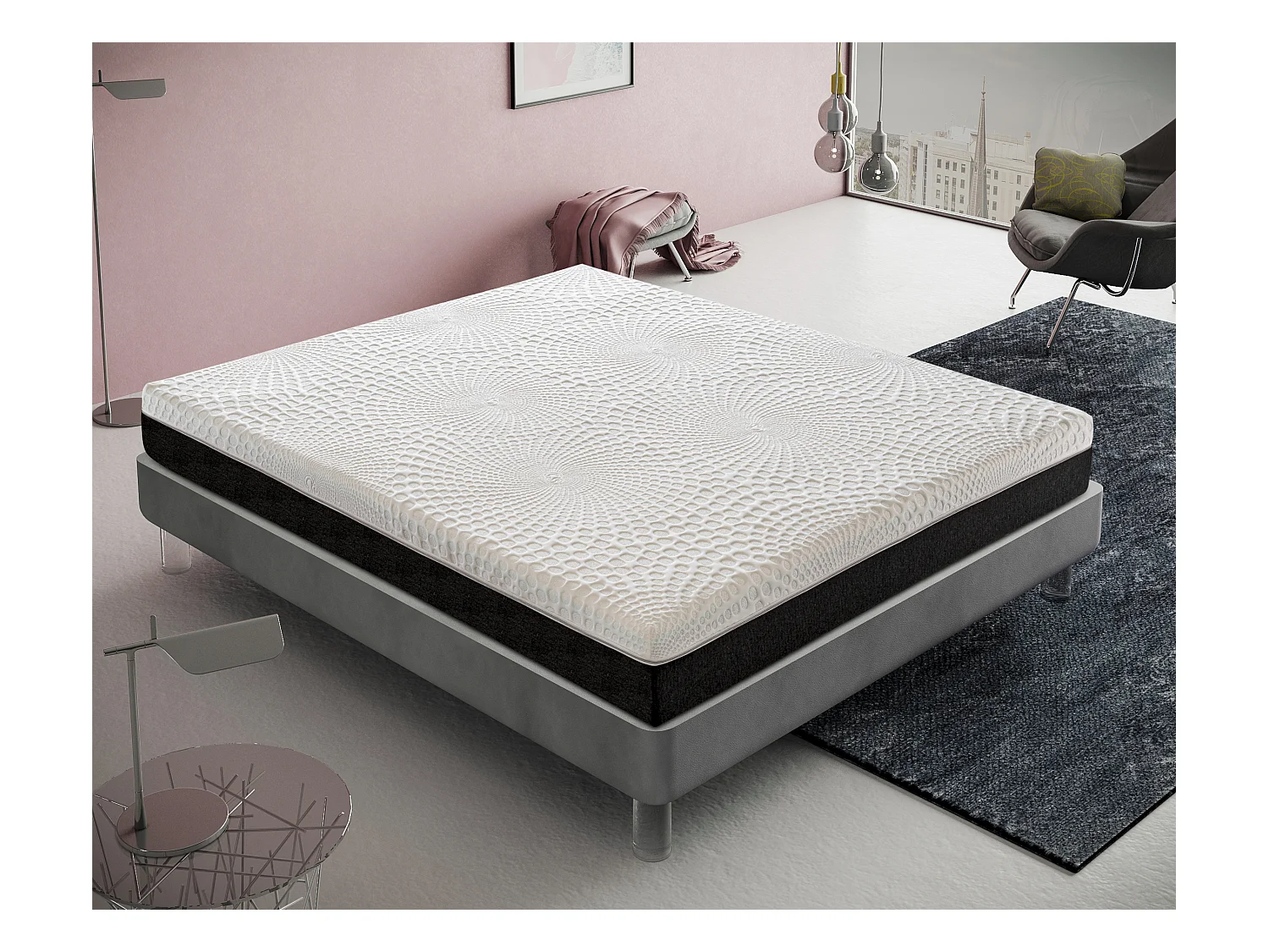Matelas à ressorts ensachés, mousse à mémoire de forme, hauteur 25 cm 13 zones de confort 160x200 cm