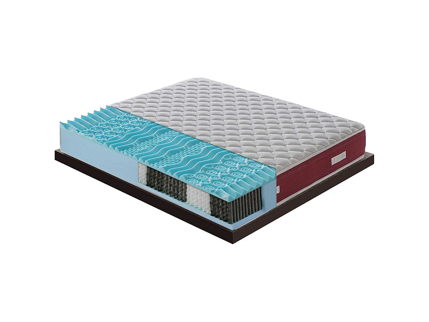 Matelas à ressorts ensachés et mousse mémoire - 9 zones différentes 90x190 cm