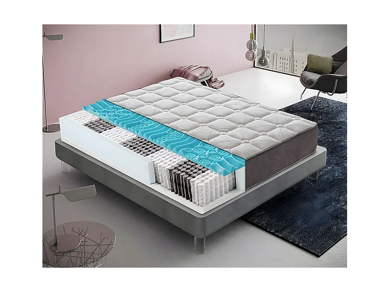 Taschenfederkernmatratze, 4 cm Memory-Schaum, 800 Taschenfedern, 9 Komfortzonen 120x200