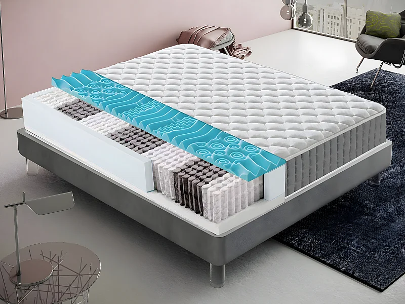 Matelas à ressorts ensachés mémoire de forme 9 zones différenciées - Anatomique - 120x190 cm