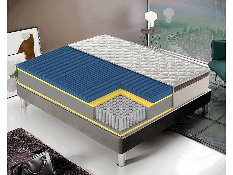 Matelas Ressorts Ensachés 1600 - Housse Anatomique - 7 Zones De Confort 140x190 cm