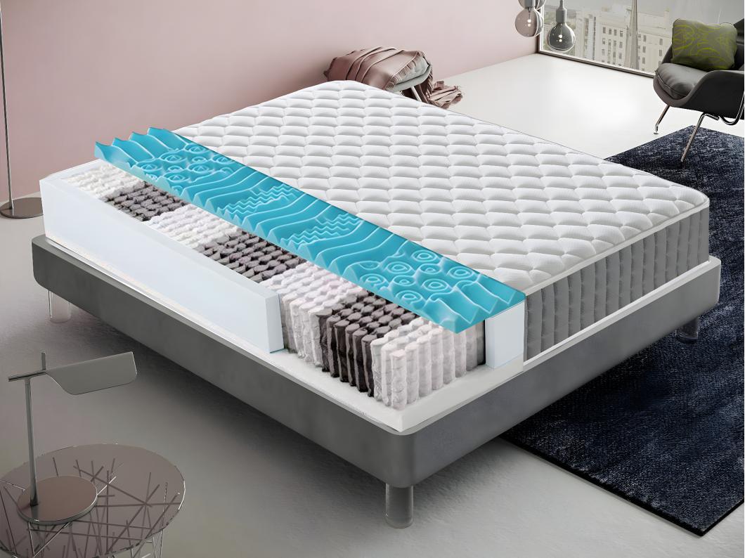 Matelas à ressorts ensachés mémoire de forme 9 zones différenciées - Anatomique - 90x190 cm