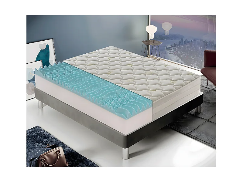 Memory Foam-Matratze mit 9 differenzierten Zonen – 25 cm hoch – Aloe-Bezug 120x200