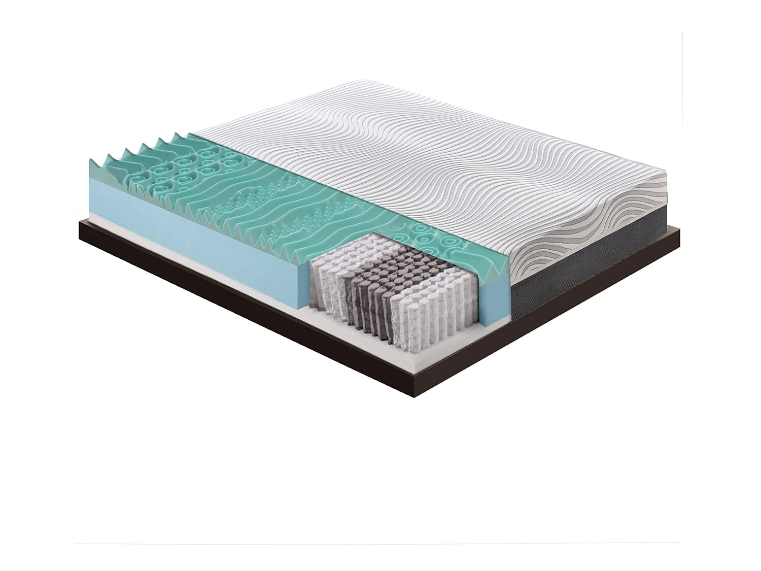 Matras 80x200 pocketveren en traagschuim - 20 cm hoog - Afneembare hoes - 9 comfortzones