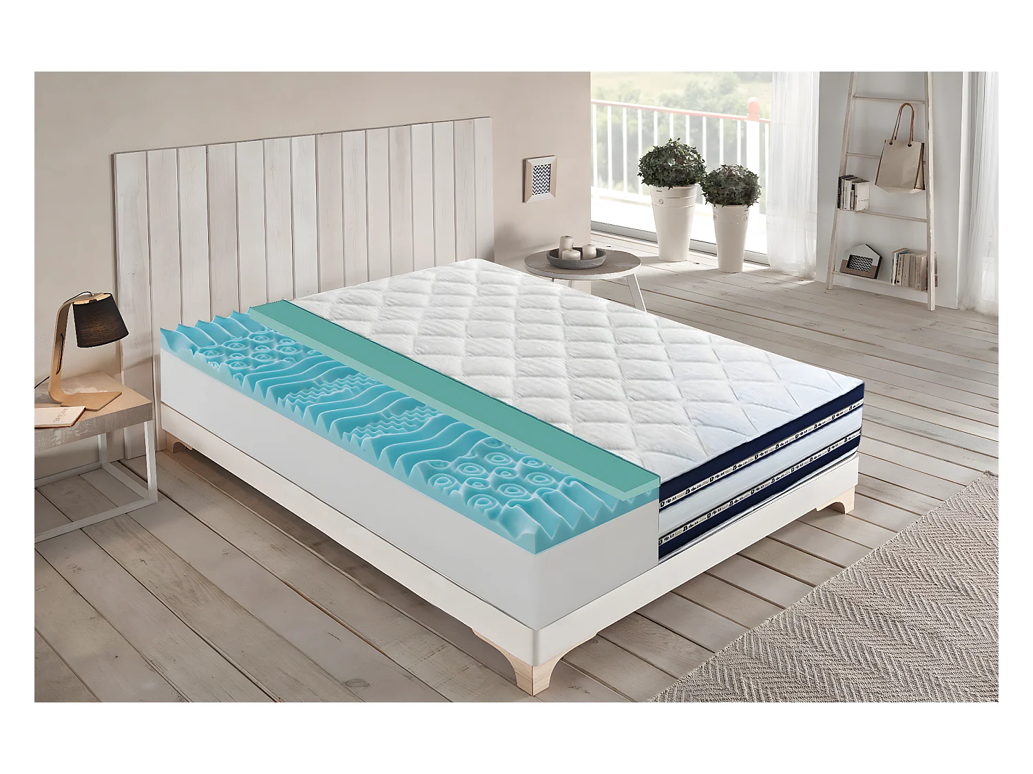 Matelas en mémoire de forme et gel rafraîchissant de 27 cm de hauteur modèle Fantasma 90x190 cm