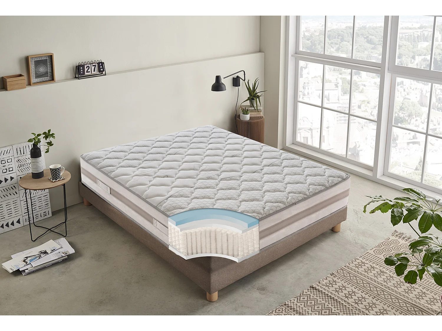 Matelas à 800 Ressorts Ensachés - Hauteur 25 Cm - 9 Zones De Confort Modèle Relax 120x200 cm
