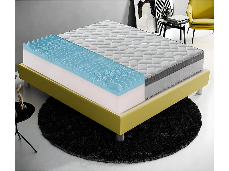 Matelas mémoire de forme à 9 zones différenciées 26cm de hauteur modèle Plus 140x190 cm