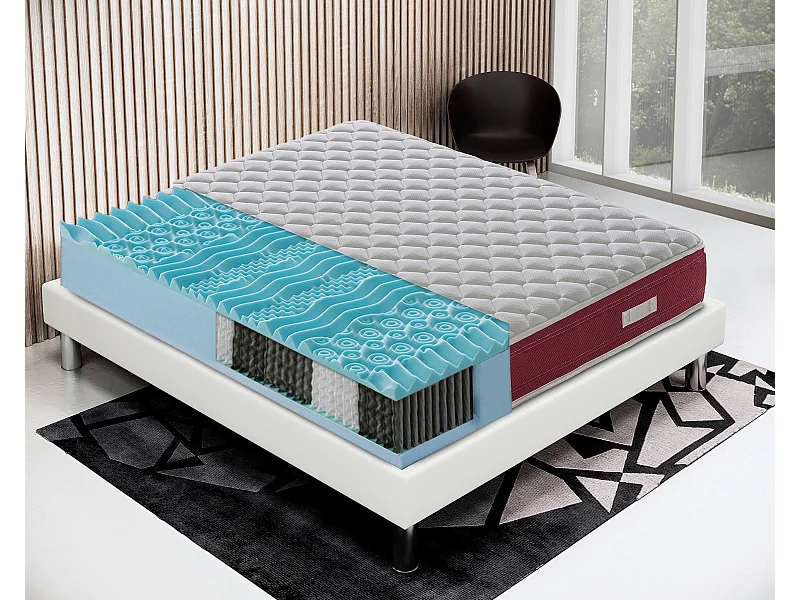 Matelas à ressorts ensachés et mousse mémoire - 9 zones différentes 120x190 cm