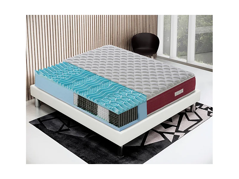 Matelas à ressorts ensachés et mousse mémoire - 9 zones différentes 120x200 cm