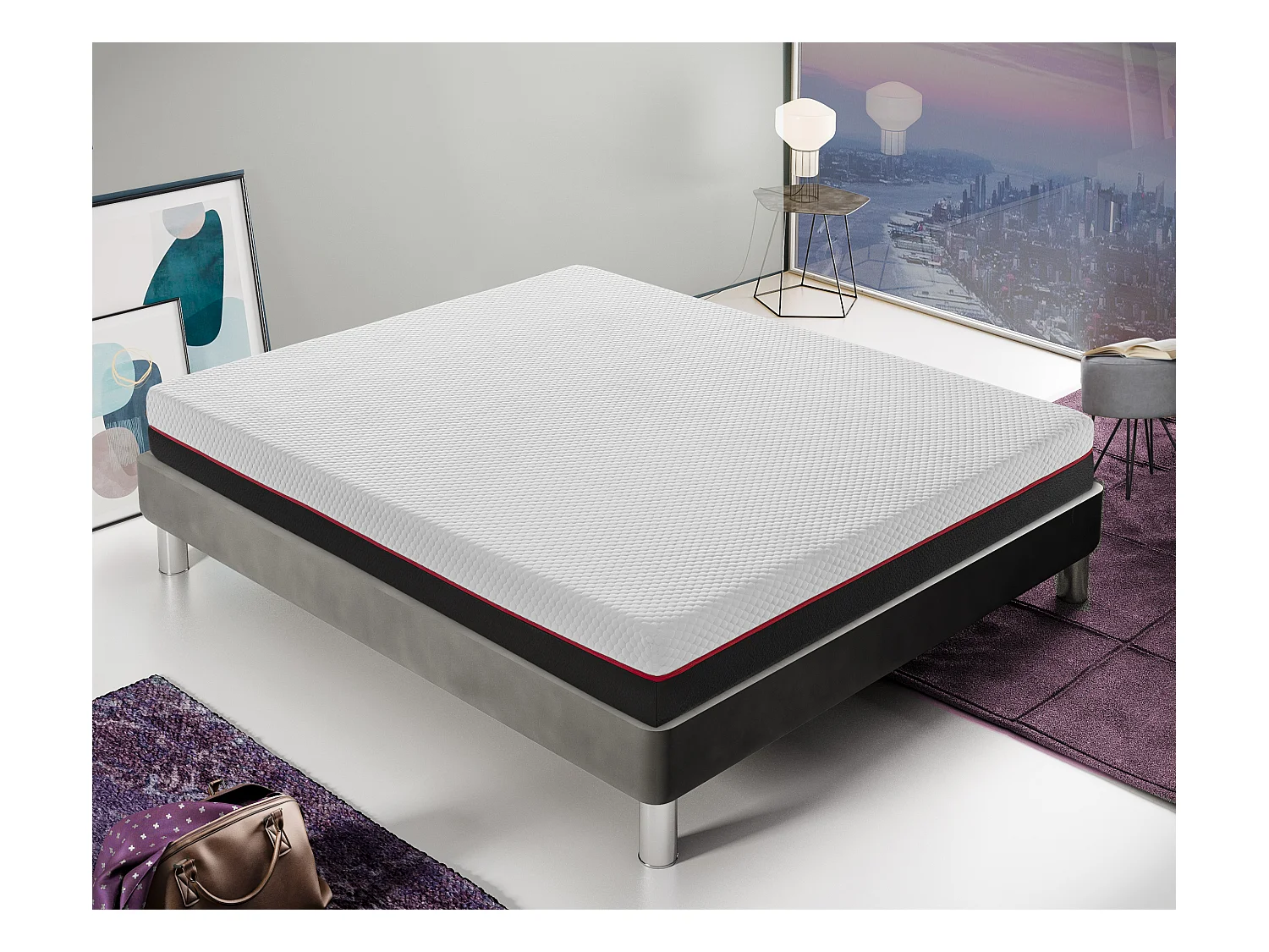 Matelas Memory Foam 20 cm de haut - 2 couches, déhoussable 160x190 cm
