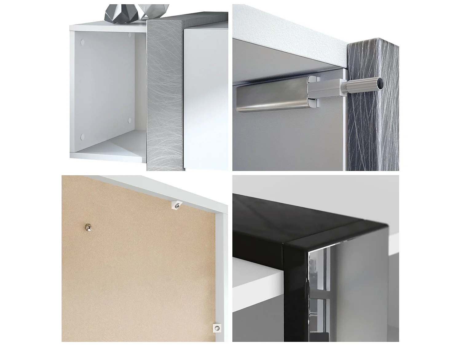 Meuble TV Blanc Mat Et Aspect Chêne Nordique  (lxhxp) : 149 X 45,5 X 34 Cm