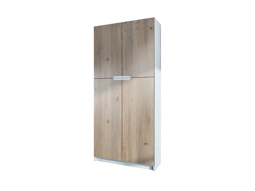 Armoire De Bureau Blanc Mat Et Aspect Chêne Nordique (LxHxP) : 82 x 185 x 37