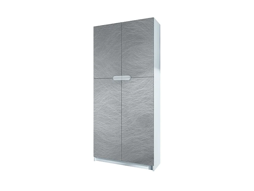 Armoire De Bureau Blanc Mat Et Aspect Métal Rayé(lxhxp) : 82 x 185 x 37
